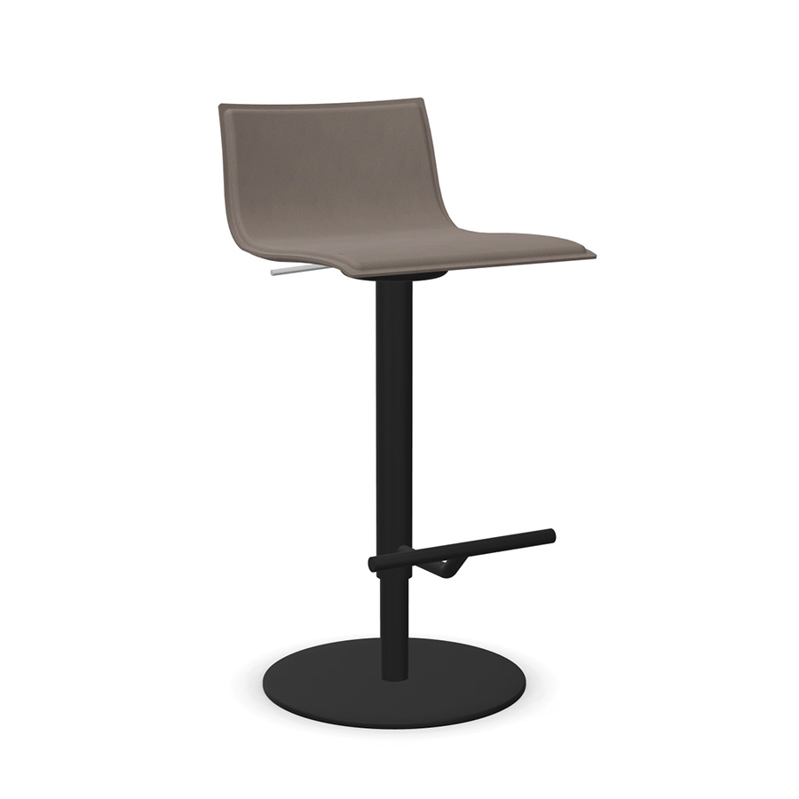 lapalma Thin Barhocker - Gestell schwarz -Sitzschale Leder schlamm dunkel
