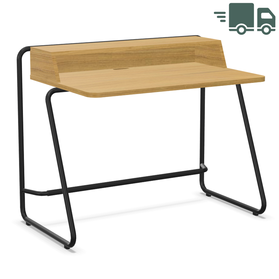 THONET Stahlrohr Schreibtisch S 1200 Edelholz Eiche klar lackiert - Gestell schwarz