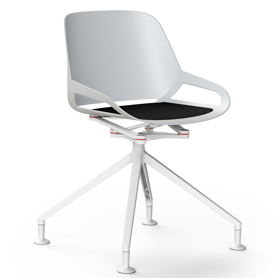 Aeris Numo Fußkreuz weiß mit Gleiter - Sitzschale u. Kinematik weiß - Sitzkissen schwarz