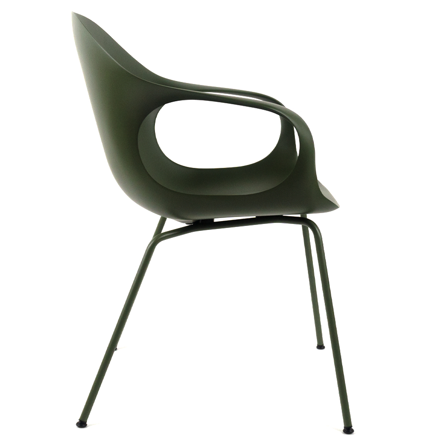 Kristalia ELEPHANT Stuhl mit Vierfußgestell Farbe olivgrün - Seitenansicht