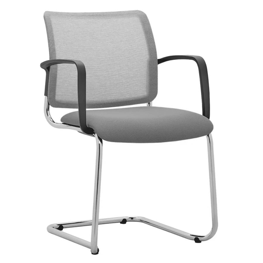 Rim Net Konferenzstuhl Freischwinger Gestell chrom mit Armlehnen