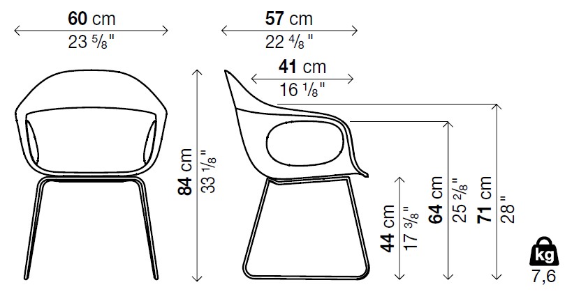 Kristalia-Elephantino-Abmessungen-Kufengestell