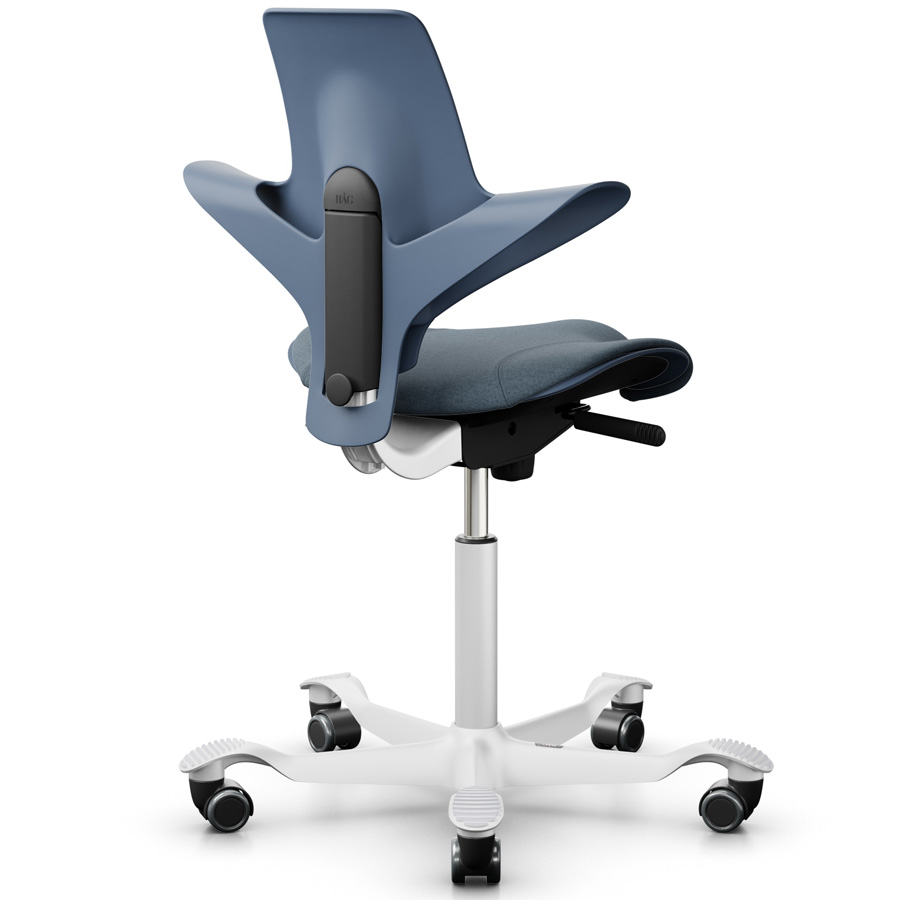 HAG Capisco Puls 8020 Blueberry mit Bezug Focus Melange Filzstoff blau Gestell weiß