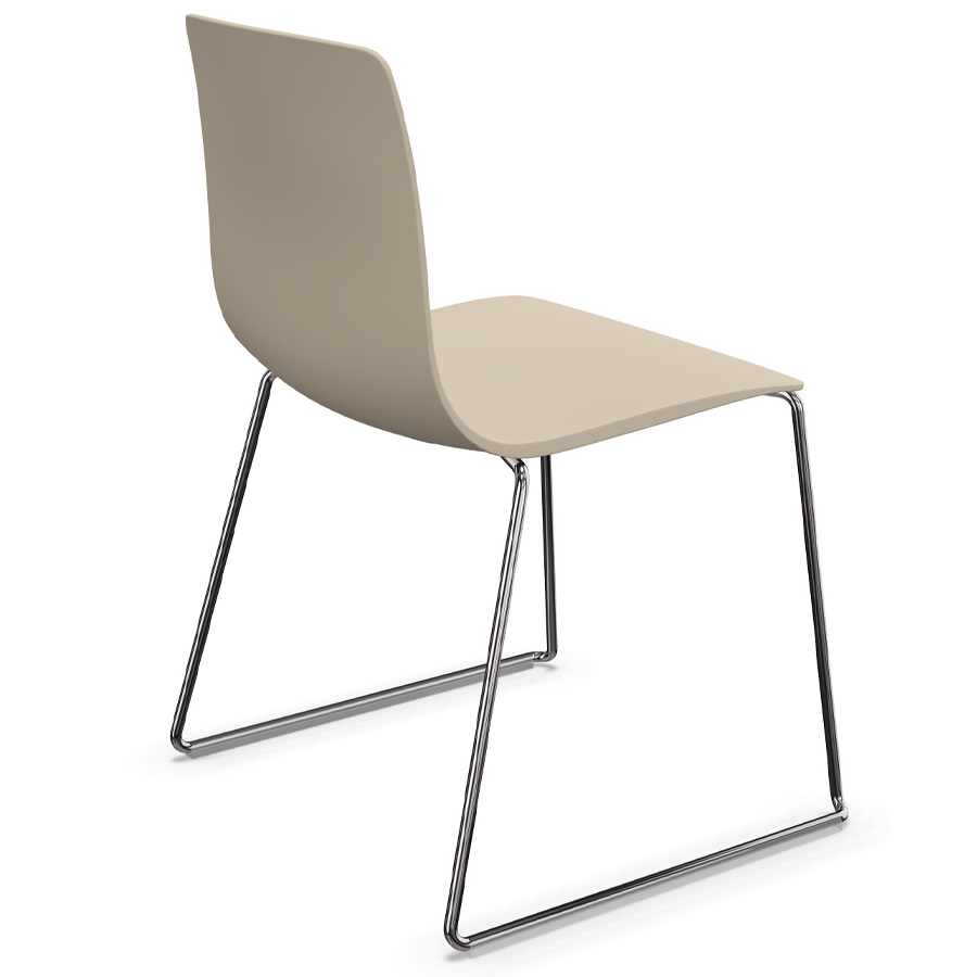 Arper AAVA 3945 Kufenstuhl Farbe sand - Gestell verchromt - Rückansicht