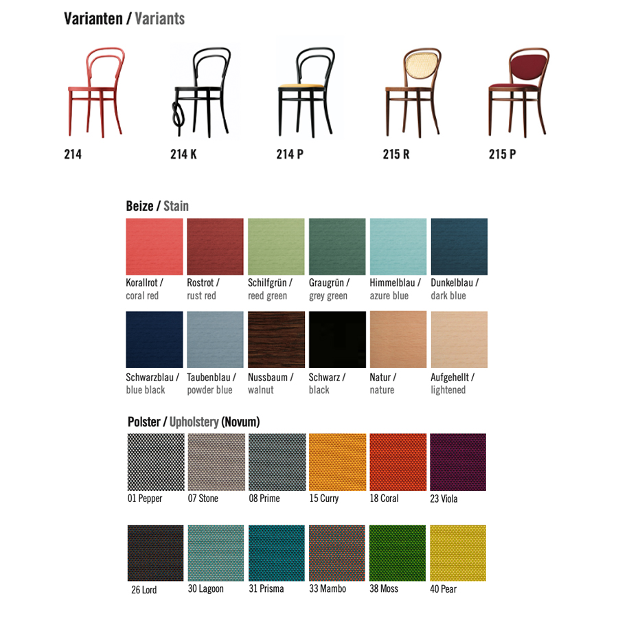 Übersicht Beiztöne und Gestellfarben