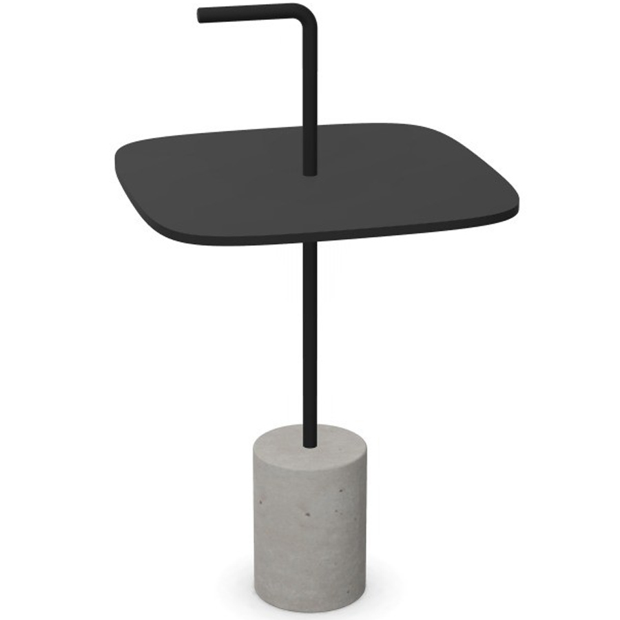lapalma JEY Beistelltisch Fenix schwarz mit viereckiger Platte, Betonfuß und Griff