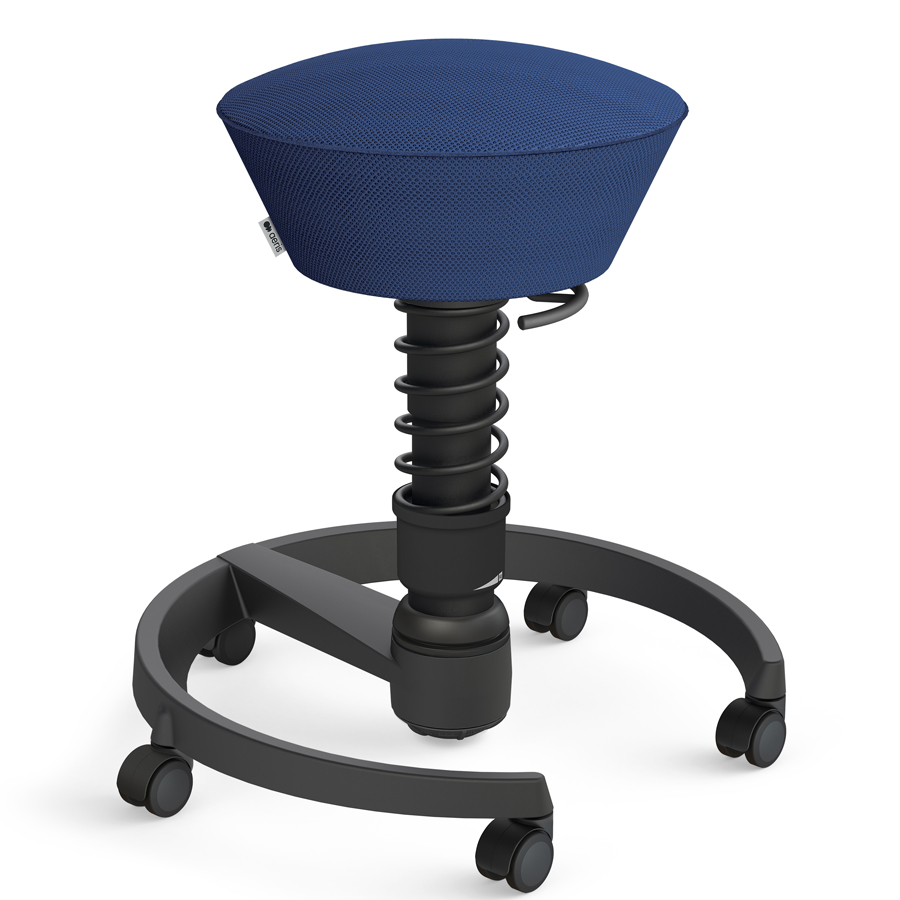 Aeris Swopper Air Mesh-Gewebe Runner blau mit Rollen - Gestell schwarz - Standardfeder