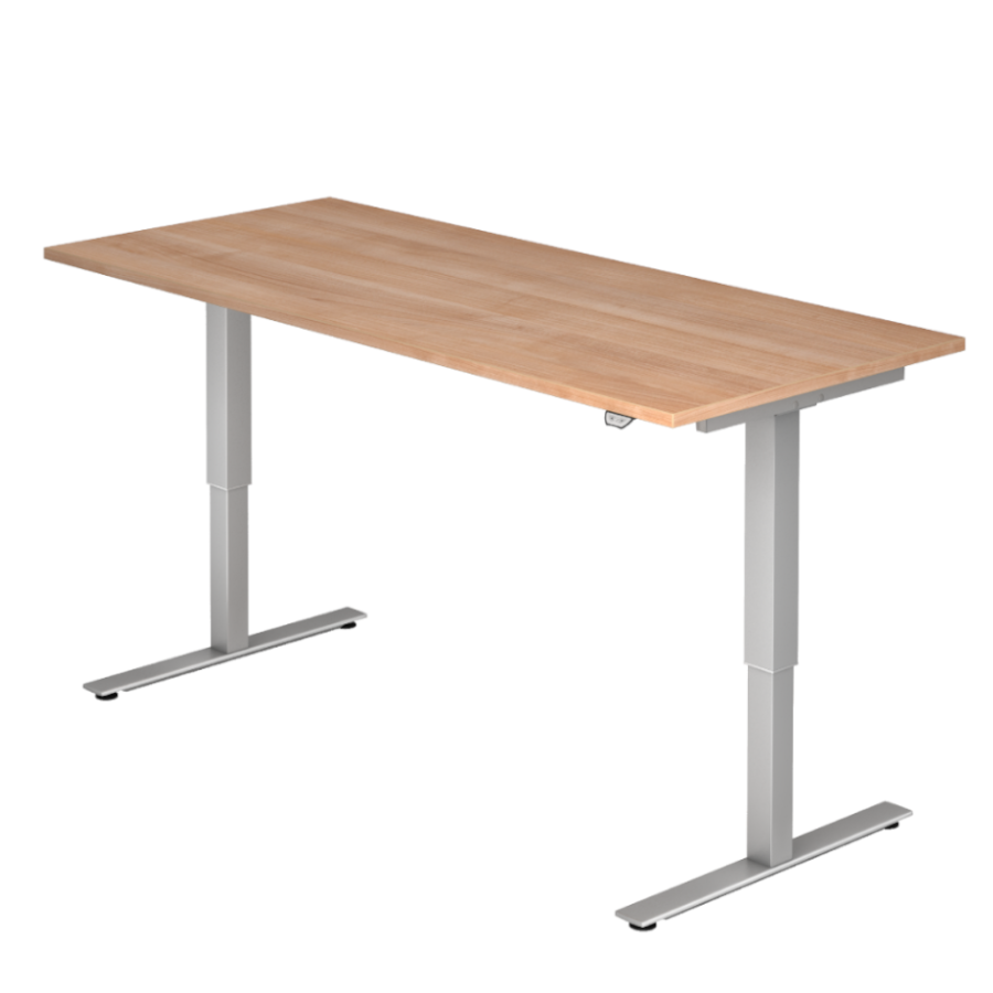 Schreibtisch MOVE IT Platte Nussbaum Nachb. Gestell silbern