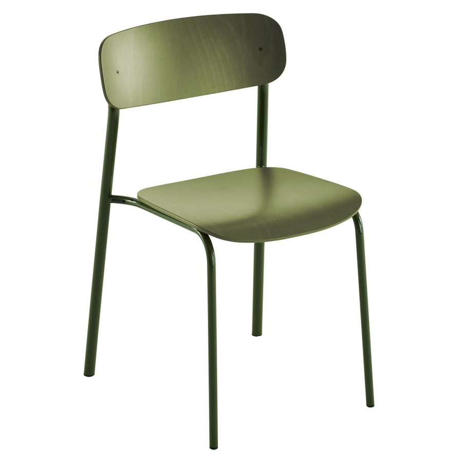 THONET S 243 Stahlrohrstuhl | Buche olivgrün gebeizt | Gestell olivgrün