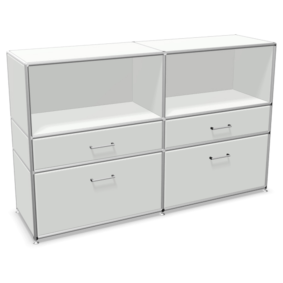 Bosse Modul Space Highboard - unten 4 Schubladen - oben 2 offene Regalfächer - weiß