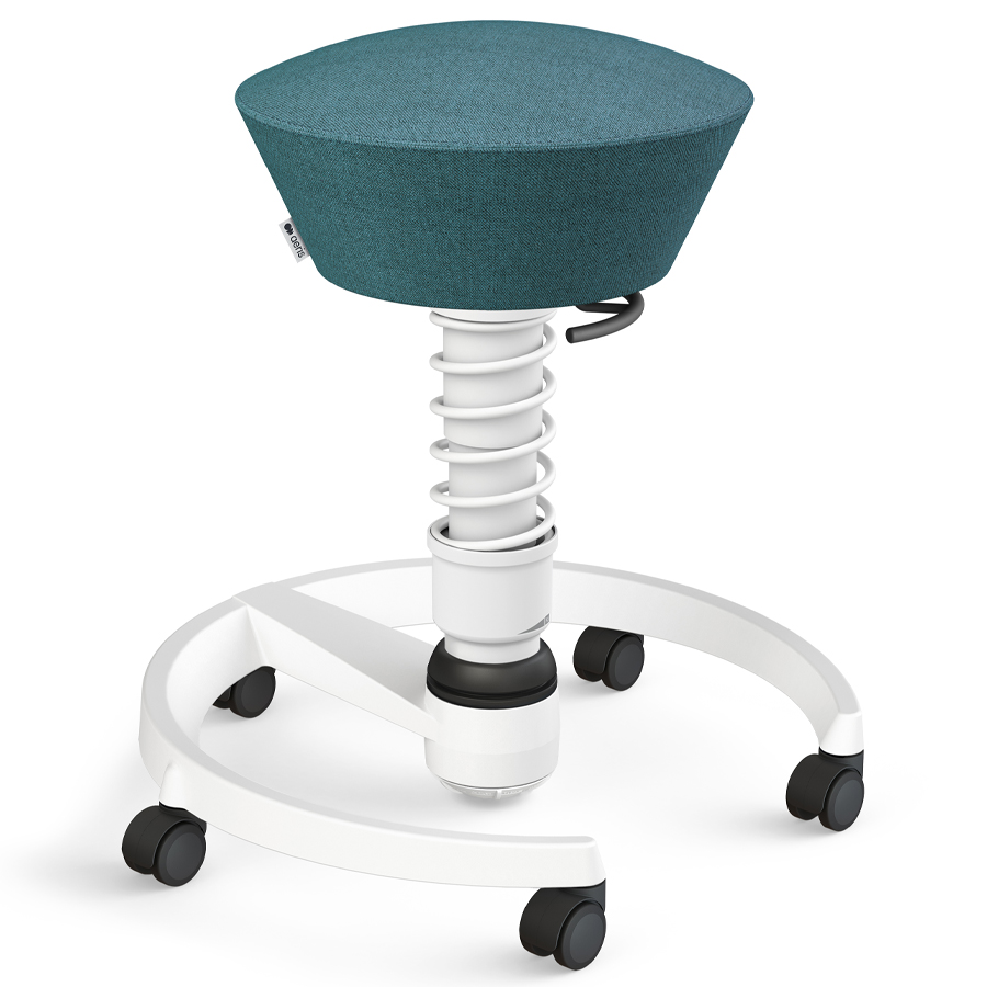 Aeris Swopper Capture Wolle petrol-blau meliert - Rollen - Gestell weiß - Standardfeder