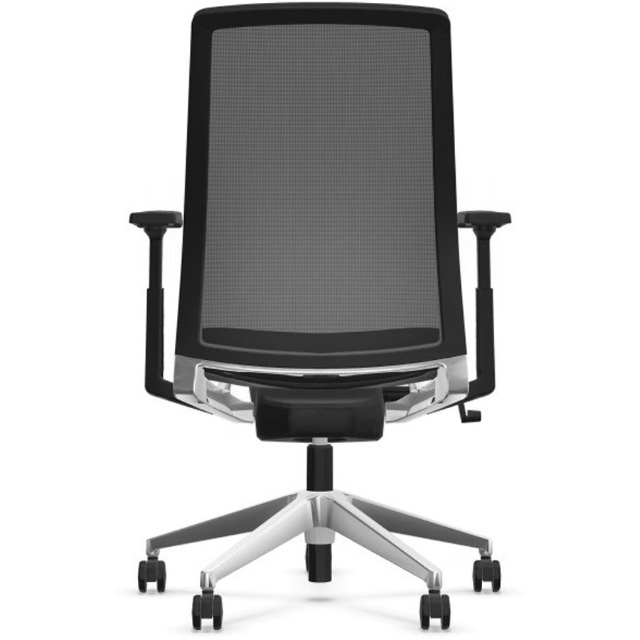 HAWORTH Very (Comfort 62) schwarz mit Netzrücken mit Gestell Alu glanz poliert - Rückansicht