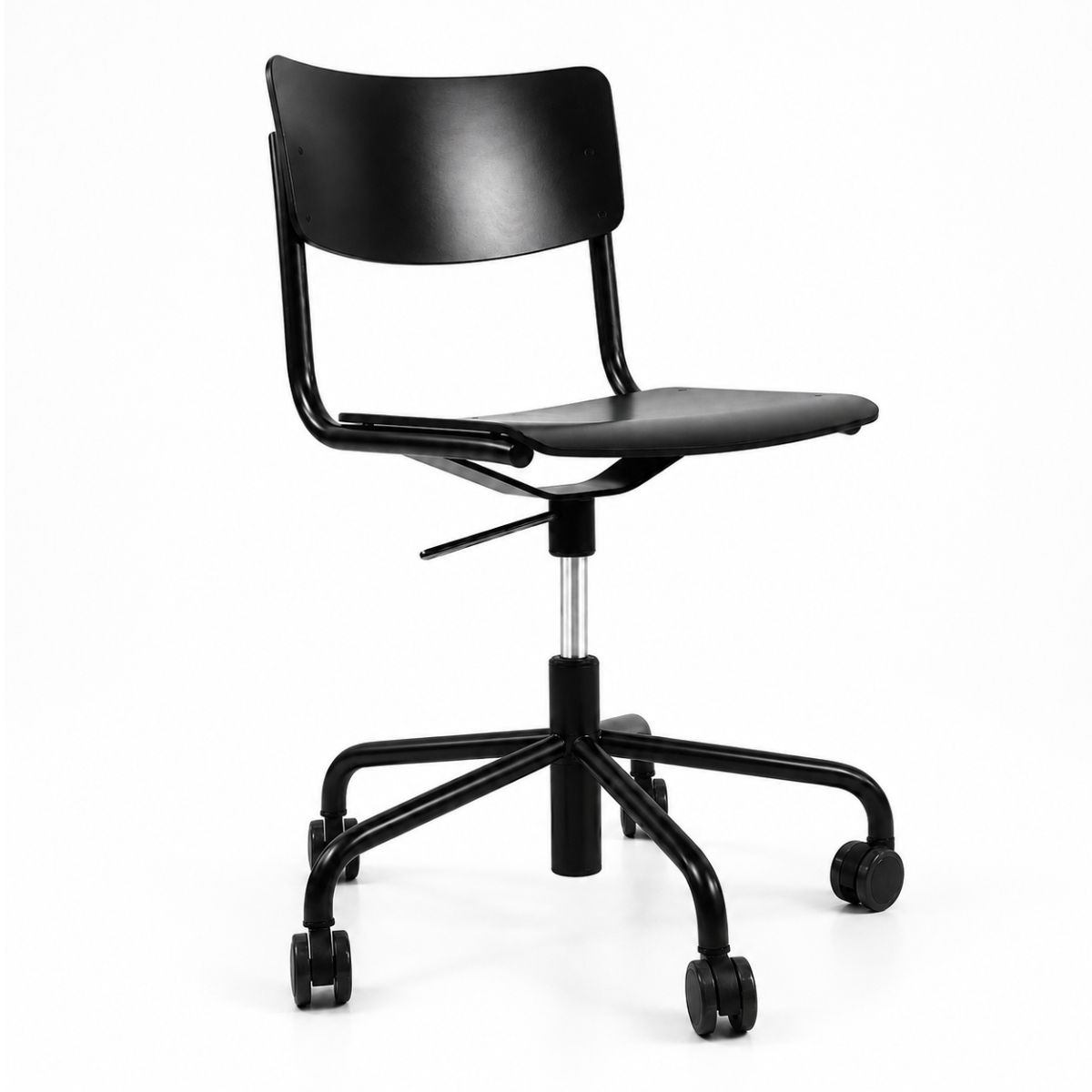 THONET Drehsessel S 43 DR Formholzschalen, Rollen und Gestell schwarz