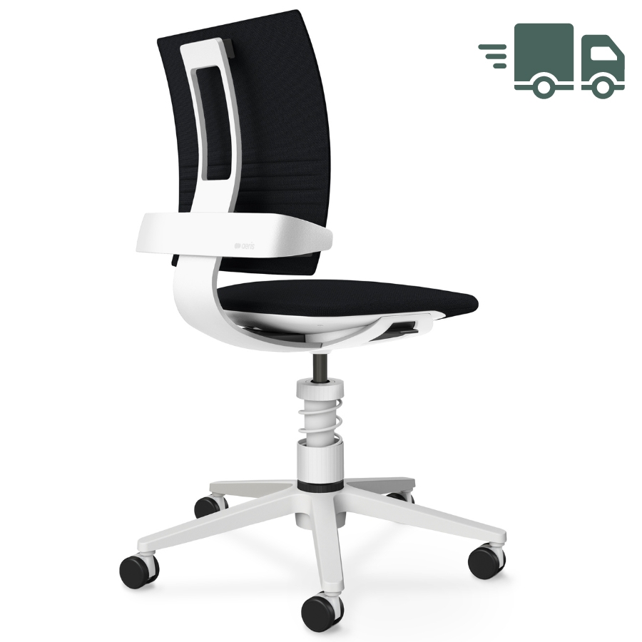 Aeris 3Dee Bürostuhl | Stoff Cura schwarz | Standard-Feder | Gestell weiß