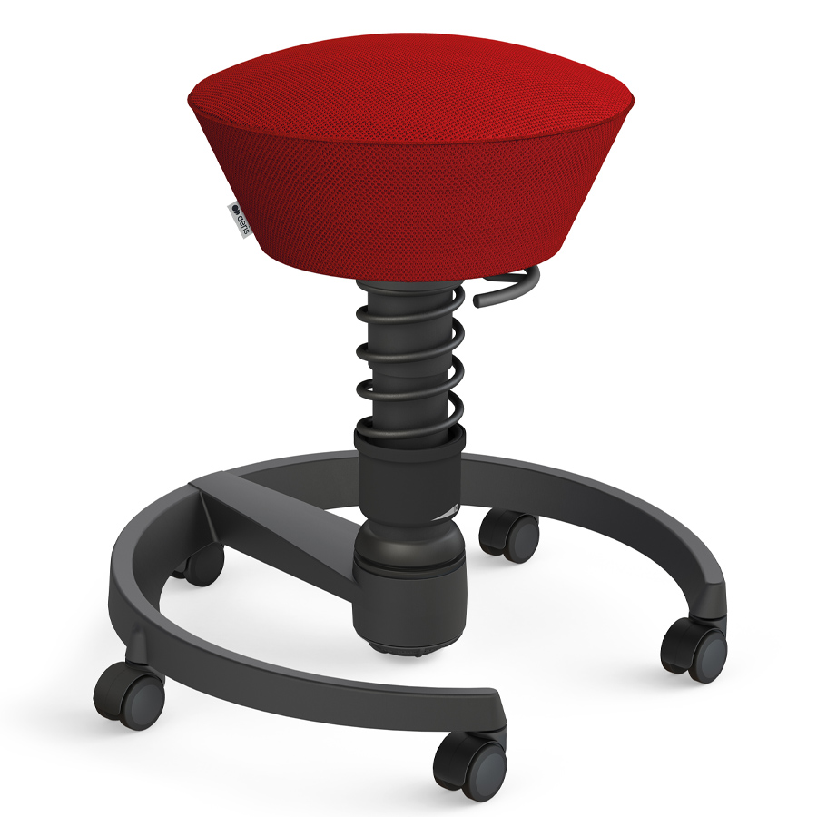 Aeris Swopper Air Mesh-Gewebe Runner rot mit Rollen - Gestell schwarz - Low-Feder