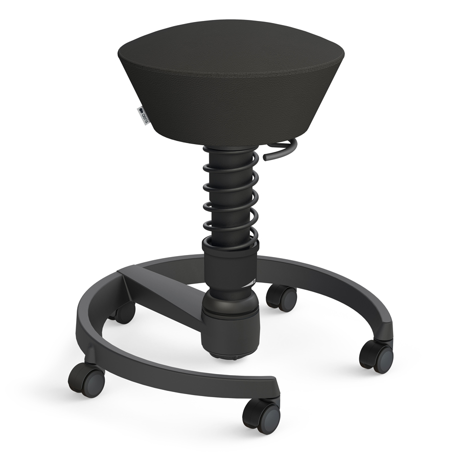 Aeris Swopper Echtleder schwarz mit Rollen - Gestell schwarz - Standardfeder