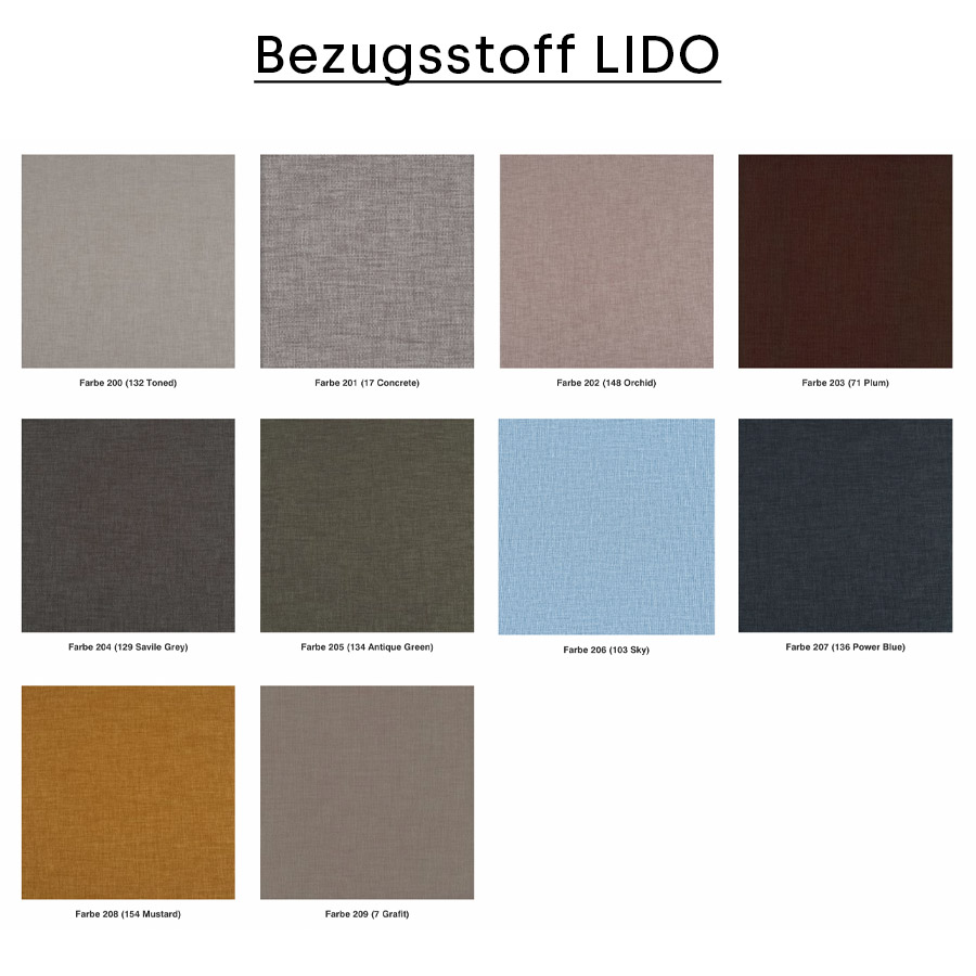 Übersicht Bezugsstoff Lido
