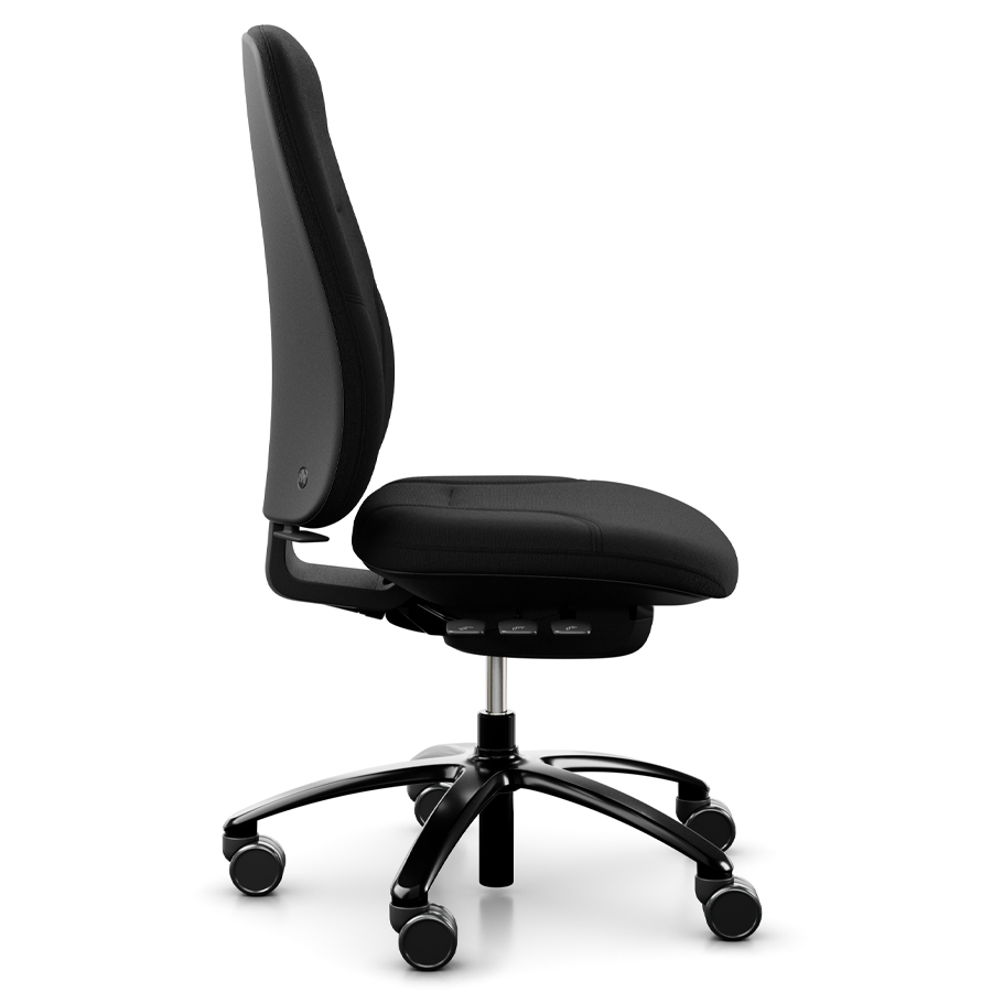 rh Logik 220 black | Bezug Cura schwarz | Fußkreuz Alu schwarz