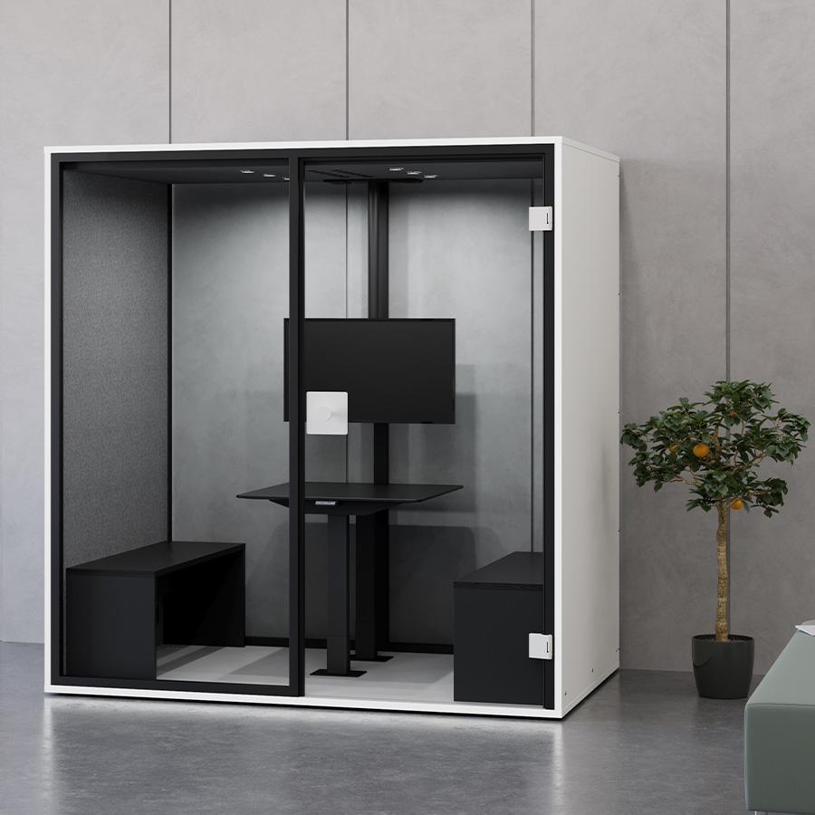 Berlin Acoustics Meet Akustikbox in Weiß mit Rückwand aus Glas