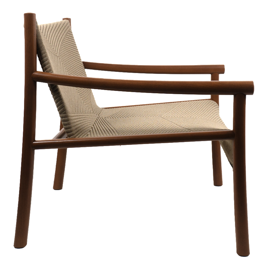 Arper Kata Lounge Sessel gemustert | Sitzfläche Wheat | Gestell Robinia