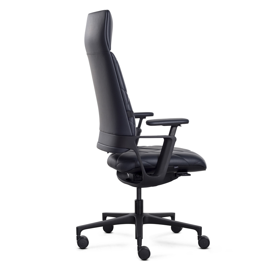 Klöber CONNEX2 (cnx95) - Bezug Premium Leder schwarz - Ausführung schwarz matt