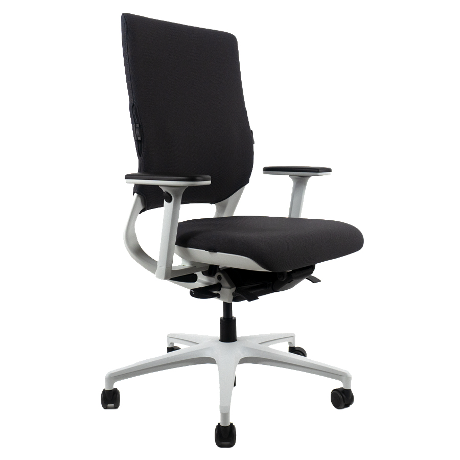 Klöber Mera98 Bürostuhl | Bezug Cura anthrazit | Gestell weiß-grau | Front