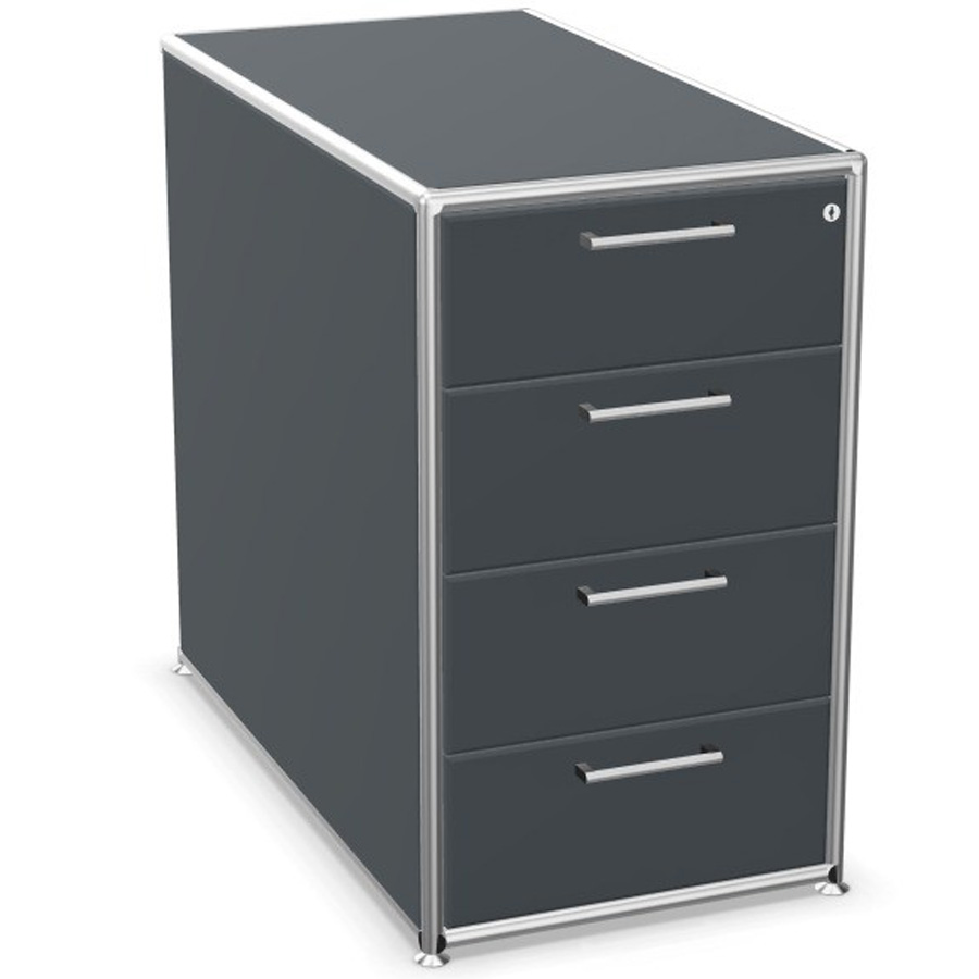 Bosse Modul Space Container auf Stellgleitern in Melamin Anthrazit - Rahmen Chrom