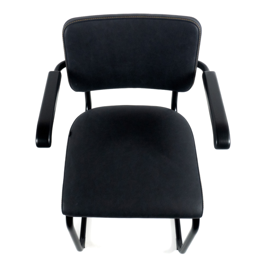 THONET Stahlrohr-Freischwinger S 64 PV | Polstersitz Nubukleder schwarz | Ansicht von oben