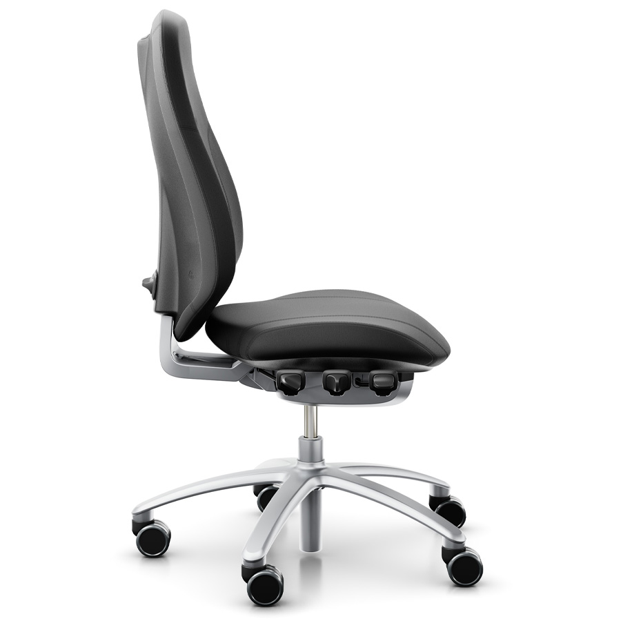 RH Mereo 300 silver hohe Rückenlehne - Leder schwarz - Seitenansicht