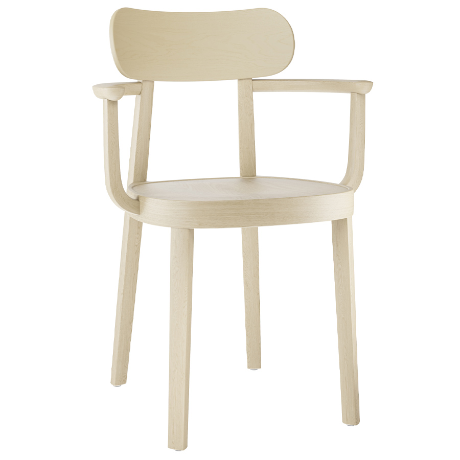 THONET 118 MF Holzstuhl mit Muldensitz u. Armlehnen Buche gebeizt aufgehellt