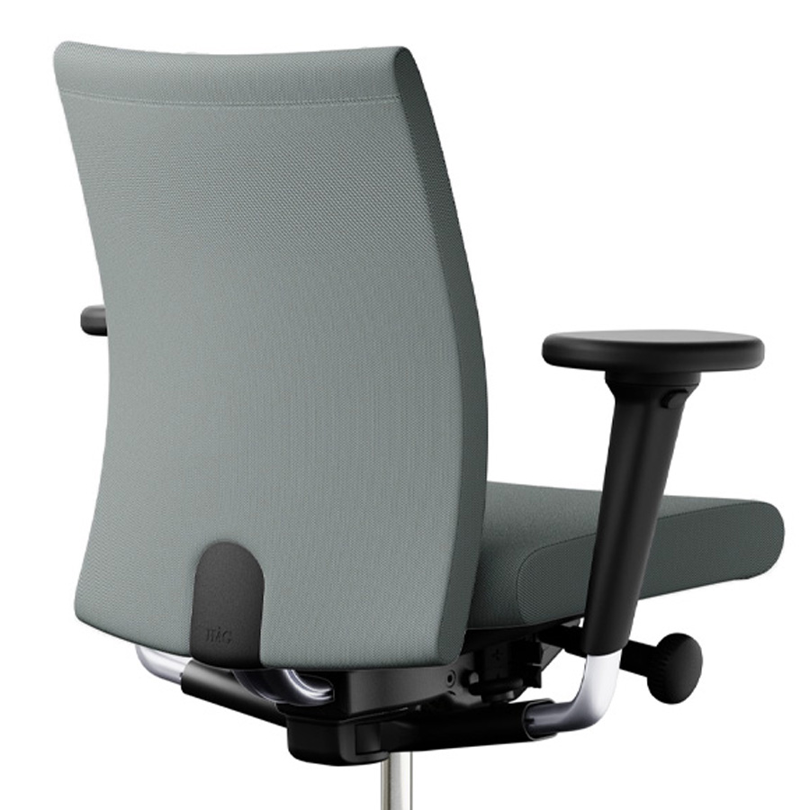 HAG Creed 6004 Bürostuhl silber mit mittelhoher Rückenlehne - Bezugsstoff Re-wool 0828 hellgrau - Detail Rücken