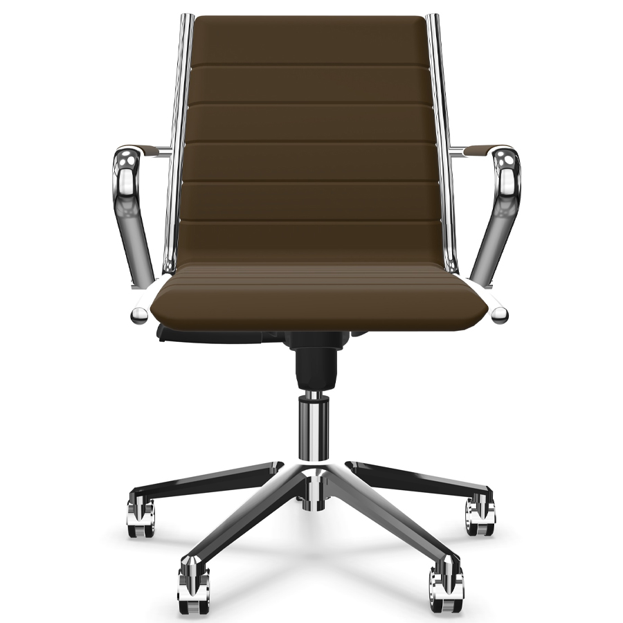 Sitland Classic Managerstuhl Leder dunkelbraun mit Armlehnen - Frontansicht