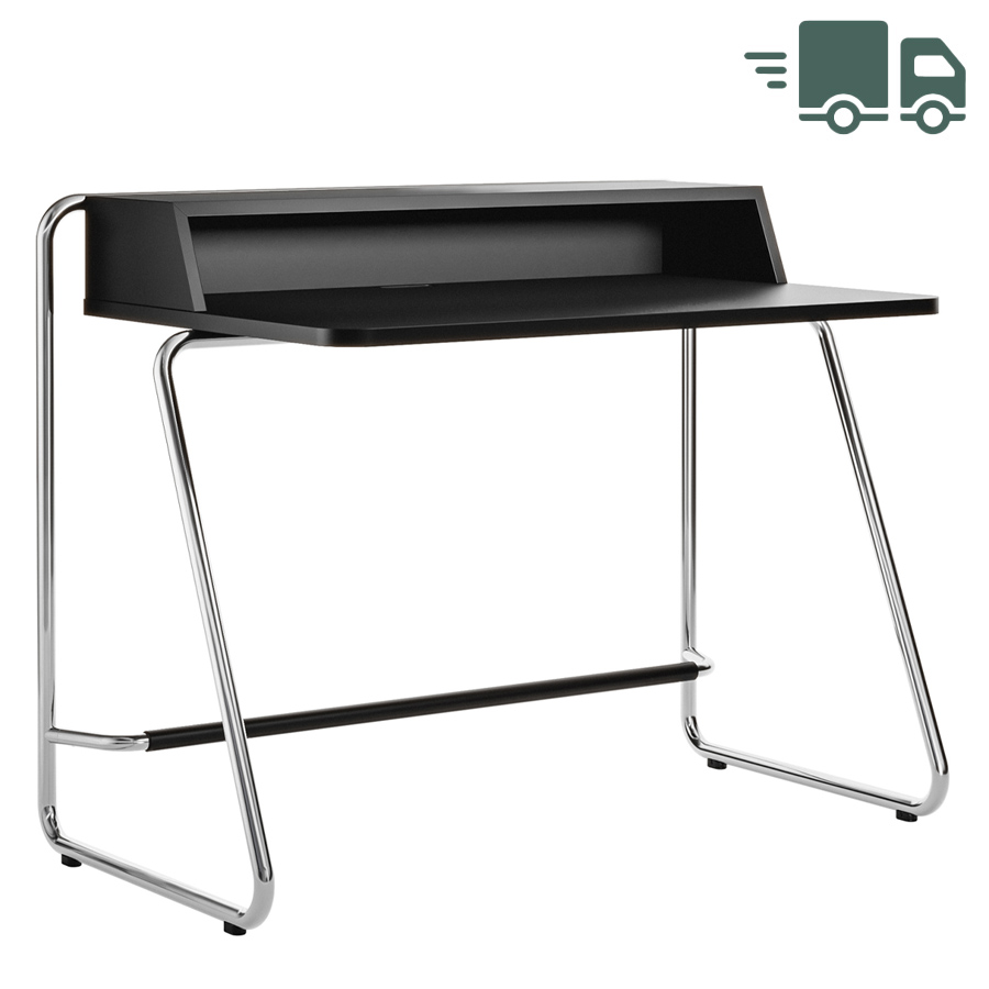 THONET Stahlrohr Schreibtisch S 1200 schwarz Esche offenporig - Gestell verchromt