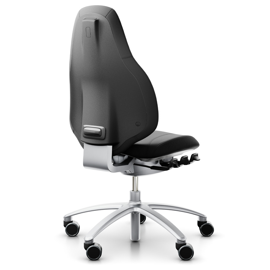 RH Mereo 220 mit hoher Rückenlehne - Leder schwarz - Rückansicht