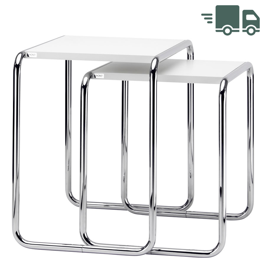 THONET Beistelltische SET B9 a+b weiß - Gestell chrom