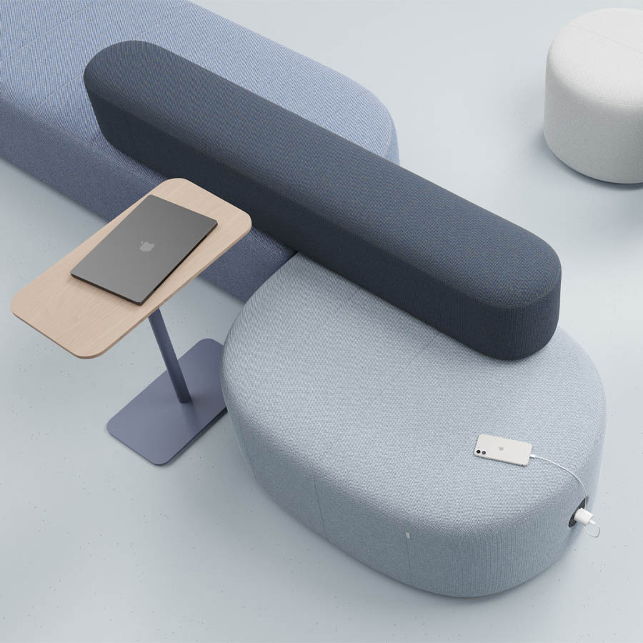 Profim Revo Besprechungsinsel gerade Form mit Steckdose in Sitzelement