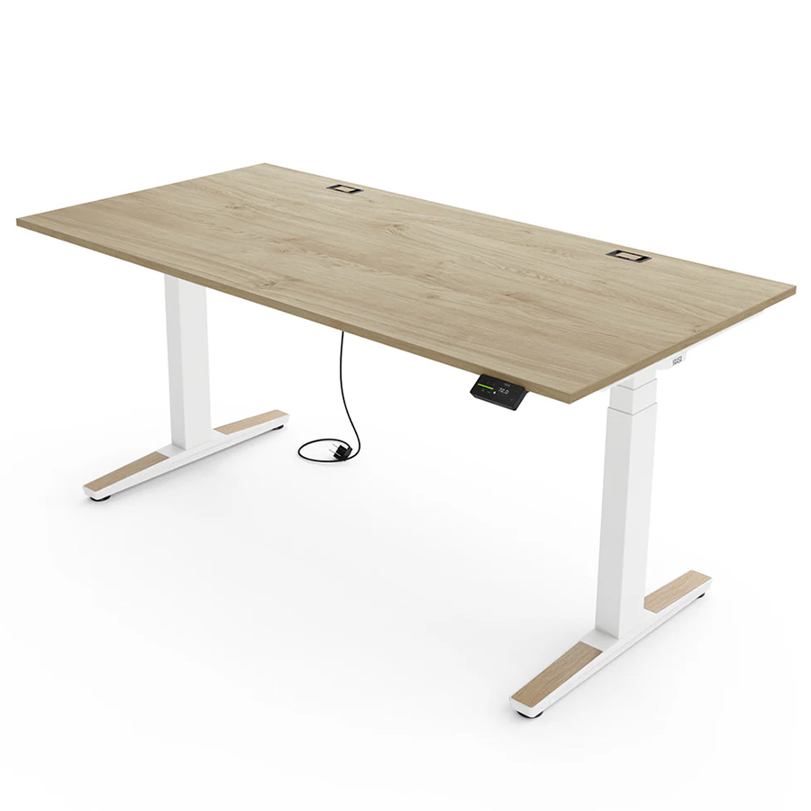 Yaasa Desk Expert Gestell weiß, Tischplatte Eiche natur