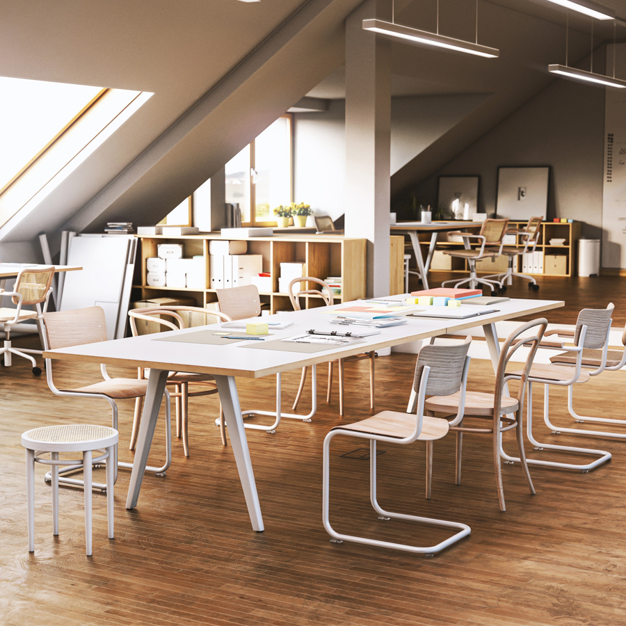 THONET Stahlrohr-Freischwinger S 32 Rohrgeflecht-Sitz Buche gebeizt - Beispielbild