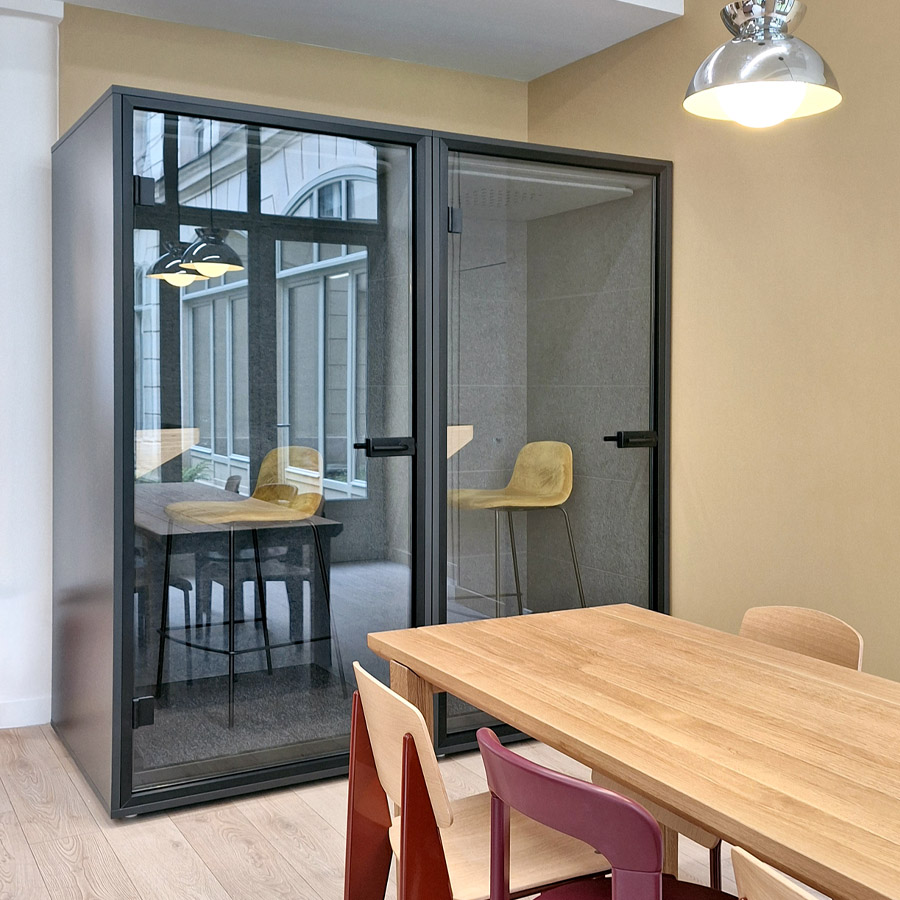 RWH Telefonbox anthrazit, Rahmen schwarz, Innenverkleidung Grau - mit geschlossener Rückwand