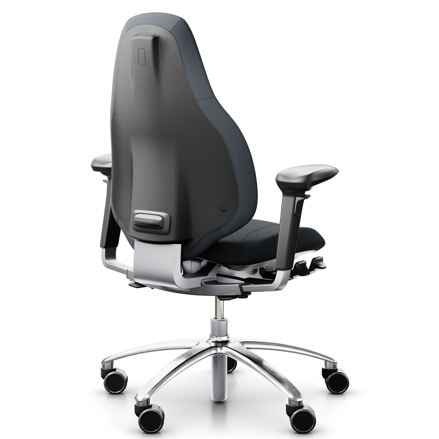 RH Mereo 220 mit hoher Rückenlehne, Armlehnen und Fußkreuz poliert - Rückansicht