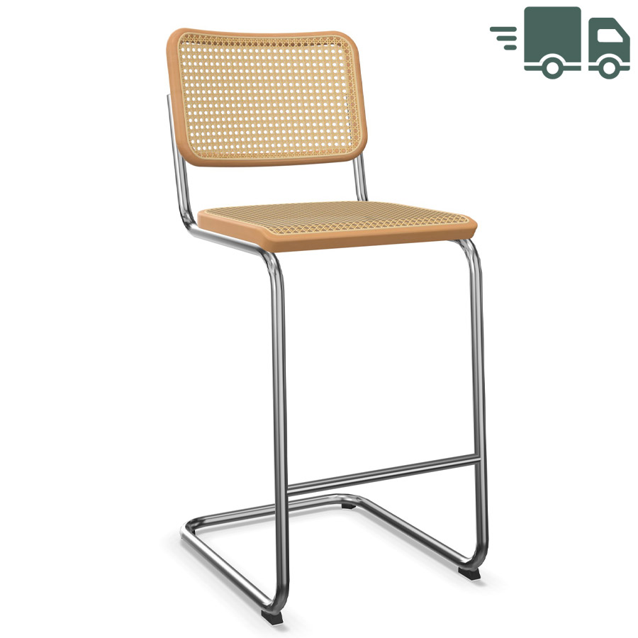 THONET Barhocker S 32 VH Rohrgeflecht-Sitz Buche natur gebeizt - Gestell verchromt