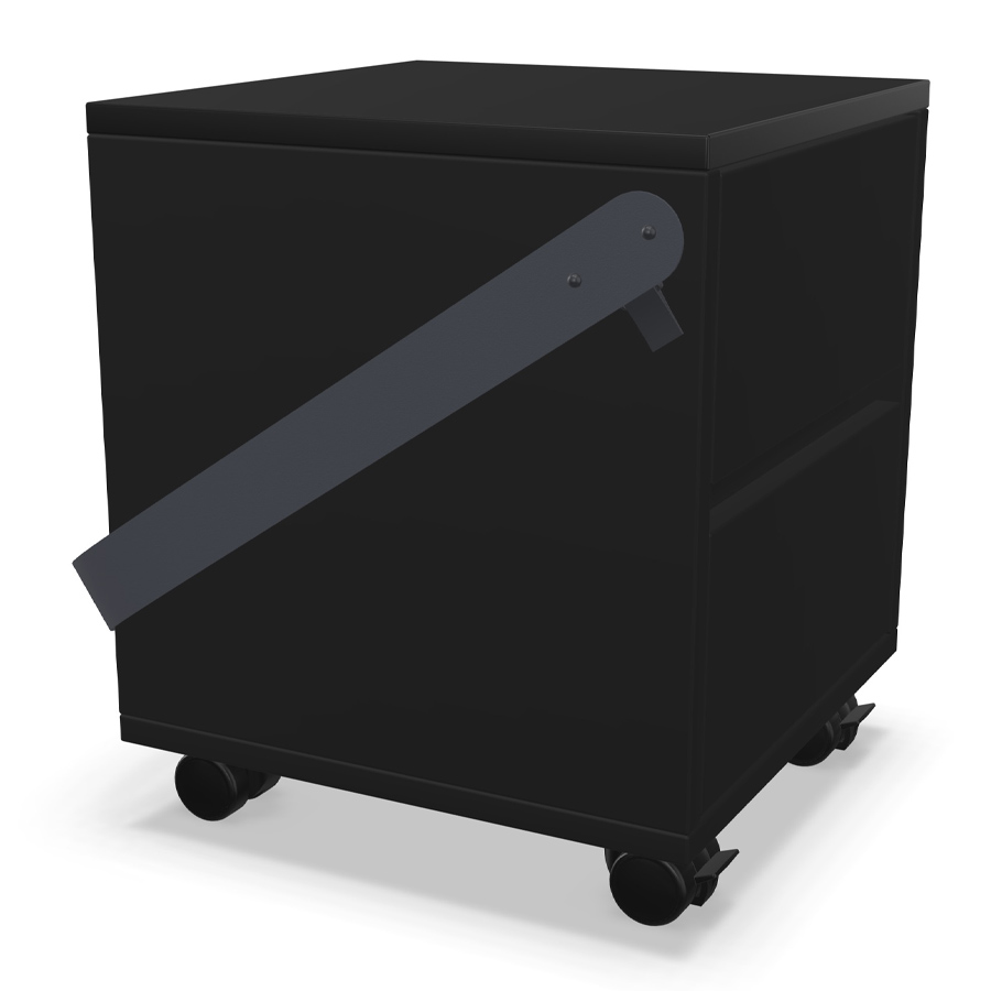 Palmberg Rollcontainer/Sitzhocker FIFFI schwarz mit Gurt - seitlich