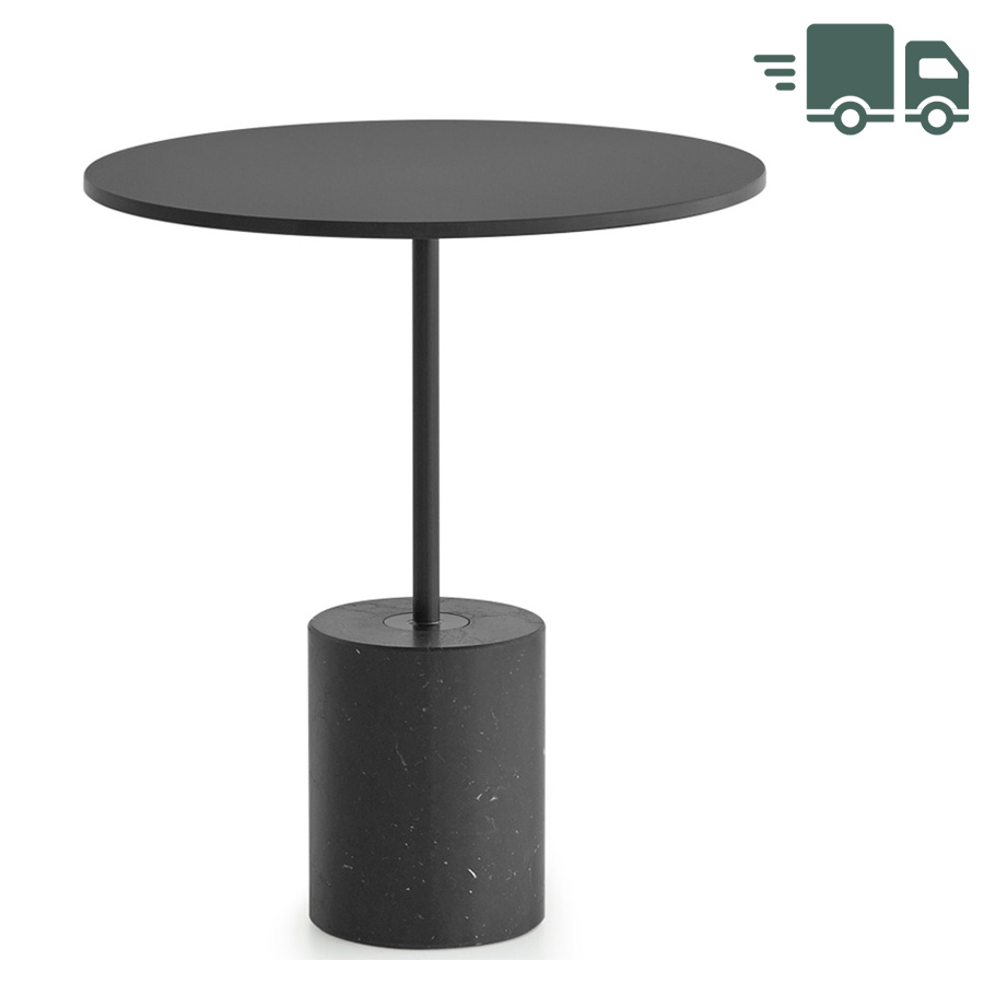 lapalma JEY Beistelltisch Fenix schwarz mit runder Platte und Marmorfuß