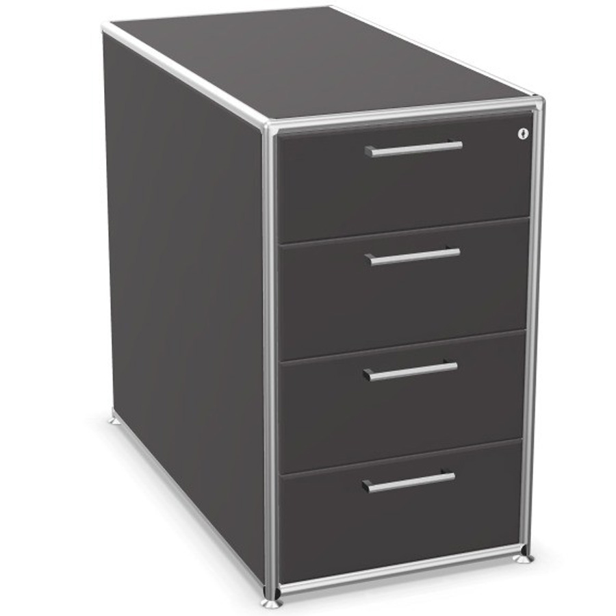 Bosse Modul Space Container auf Stellgleiter in Melamin Basaltgrau - Rahmen Chrom