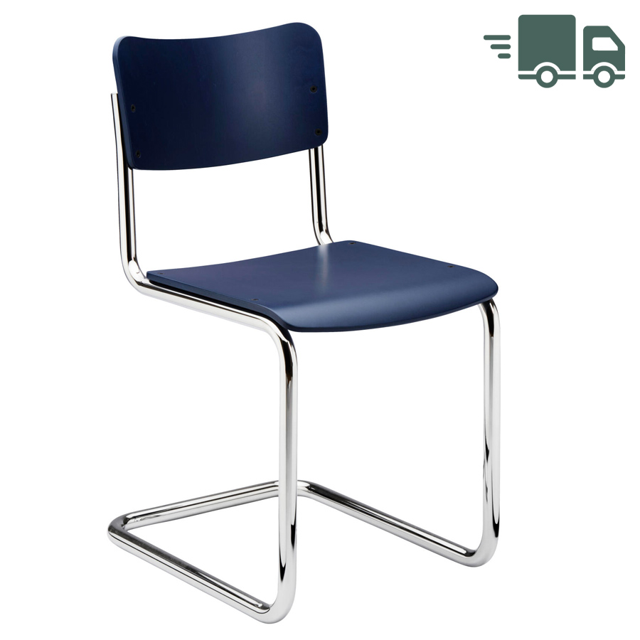 THONET Stahlrohr-Freischwinger S 43 K für Kinder - kobaltblau gebeizt - Gestell verchromt