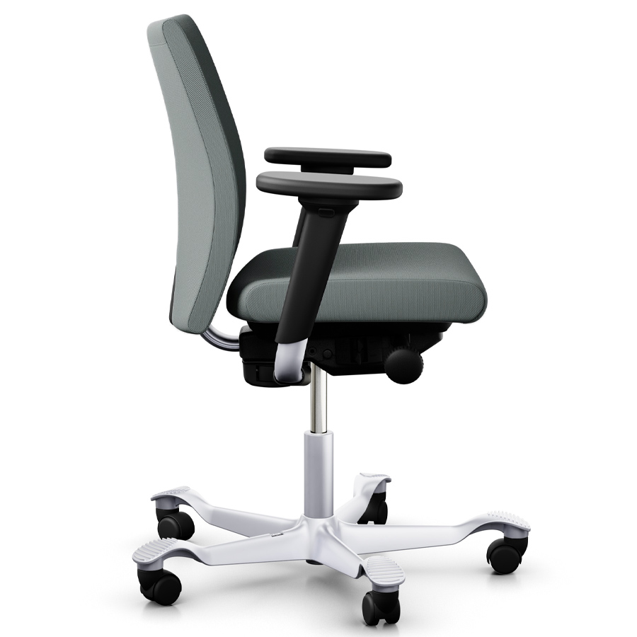 HAG Creed 6004 Bürostuhl silber mit mittelhoher Rückenlehne - Bezugsstoff Re-wool 0828 hellgrau - Seite