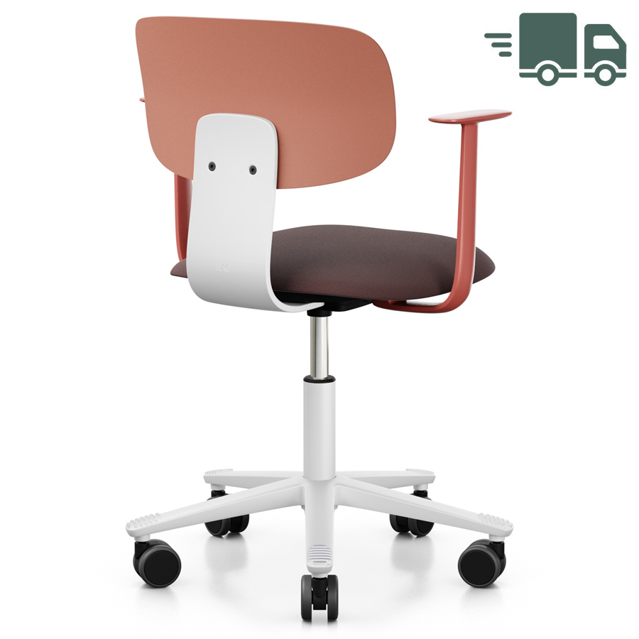 HAG Tion 2140 Bürostuhl mit Armlehnen | Sitz Stoff Select kastanie | Farbkombination Blush rose und weiß