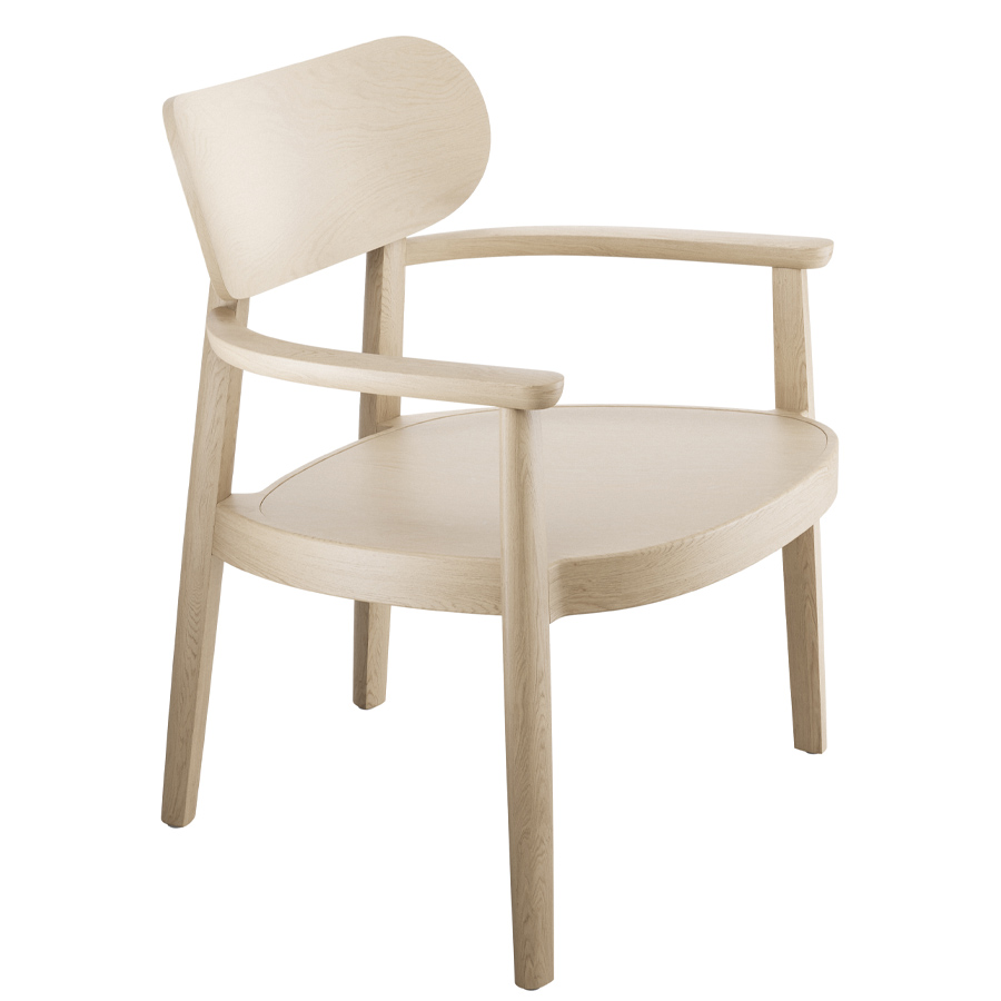 THONET 119 MF Holzstuhl mit Armlehnen und Muldensitz Buche gebeizt aufgehellt - Seitenansicht