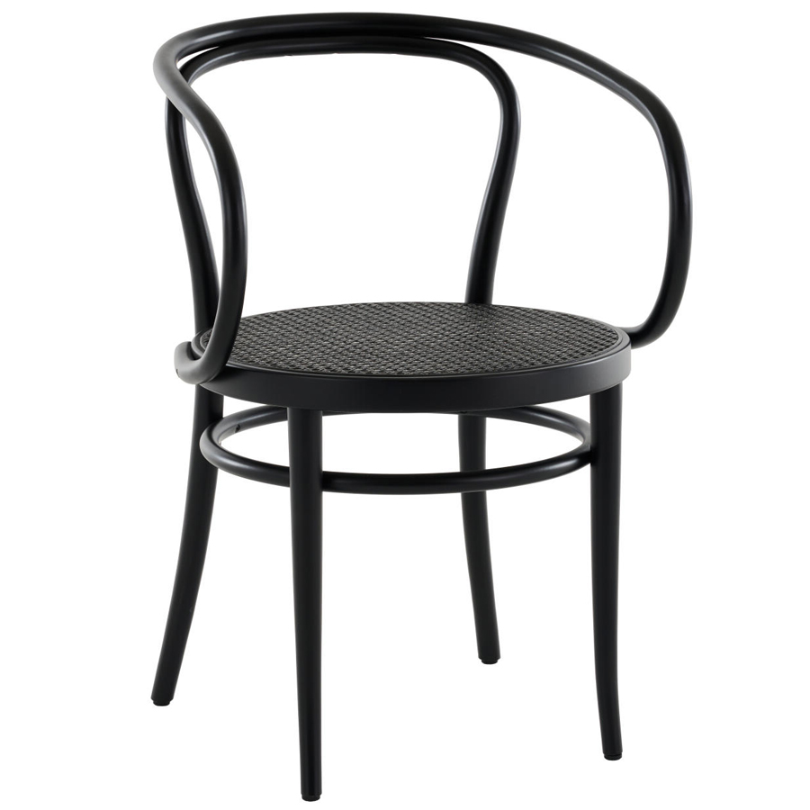 THONET 209 Bugholzarmlehnenstuhl Dark Melange | Rohrgeflecht-Sitz | Buche schwarz gebeizt