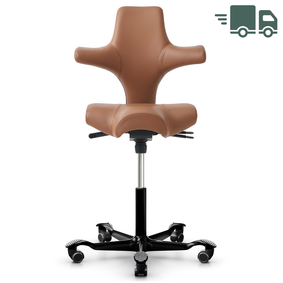 HAG Capisco 8106 - Leder Paloma Soft 5429 natur - Gestell schwarz - hohe Gasfeder